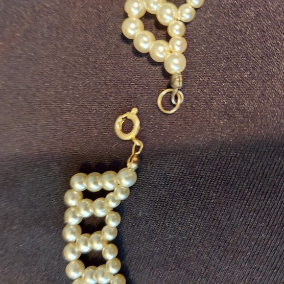 VINTAGE FAUX PEARL CHOKER NECKLACE - Picture 6 of 9